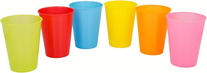 Set Vajilla de Plástico Reutilizable de Colores para 6 personas - 36 piezas - Platos, Cuencos, Vasos, Cubiertos (Tenedores, Cuchillos, Cucharas) - Camping, Menaje, Acampada, Picnic, Desayuno, Camper